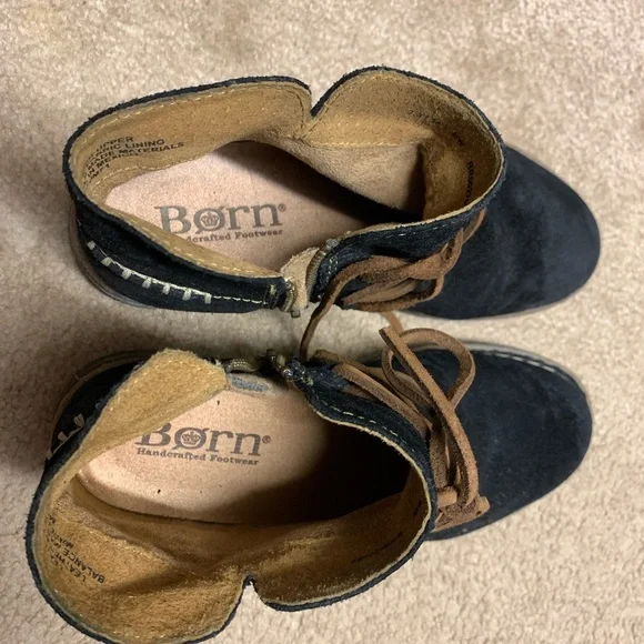 Born Black Suede Ankle Boots with Brown Laces - Picture 4 of 10